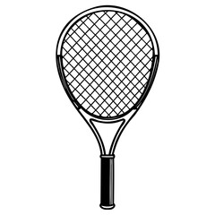 Black and white illustration of tennis racket