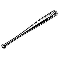 Black and white illustration of a baseball bat