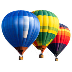Naklejka premium Hot air balloons isolated on transparent png background. cutout, clipping path.