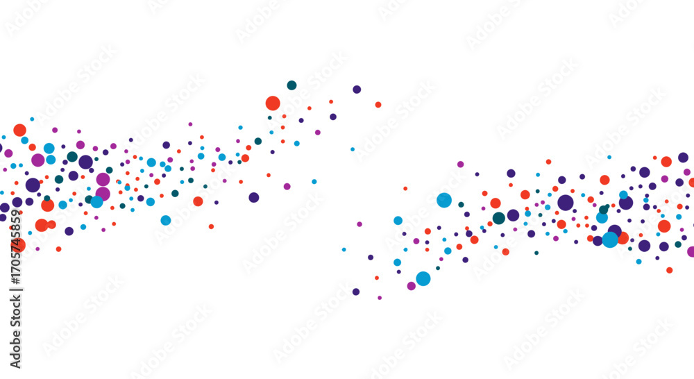 Poster abstract colorful dot patterns on a white background in dynamic flow, concept for festive decoration