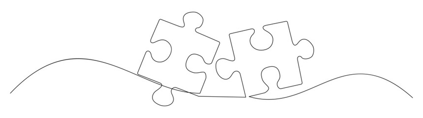 Jigsaw Puzzle Continuous Line Art Connection