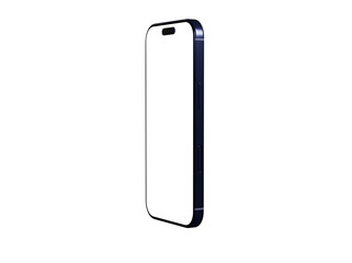 High-quality image of a dark blue smartphone with a blank screen, perfect for app presentations or technology designs.