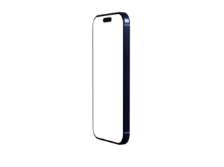 High-quality image of a dark blue smartphone with a blank screen, perfect for app presentations or technology designs.