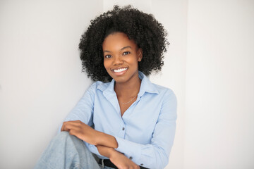 Fototapeta premium Female Entrepreneur. Black Business Girl Smiling