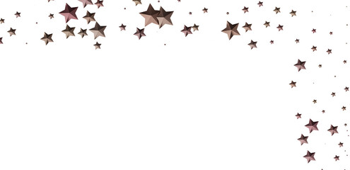 Image of many brown stars scattered on a white background. Ideal for celebration designs.