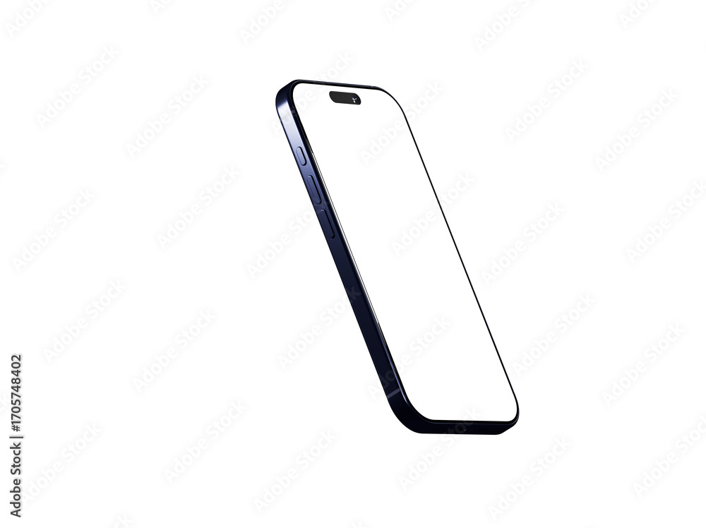 Poster high-quality image of a modern smartphone with a blank screen, perfect for app presentations or webs