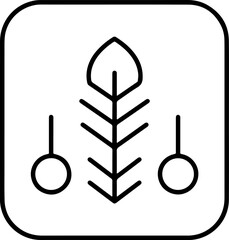 Minimalist Outline Feather with Circle Decoration Symbol Graphic Element Icon
