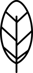 Minimalist Outline Leaf with Veins Icon Design Element Illustration