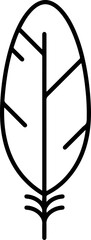 Simple Outline Leaf with Branch Line Art Style Element Icon