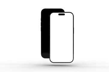 Two black smartphones mockup. Perfect for app presentations, website design, and technology showcases.