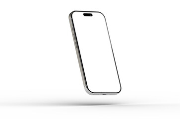 Clean image of a silver smartphone with a blank screen, perfect for app presentations or website mockups.