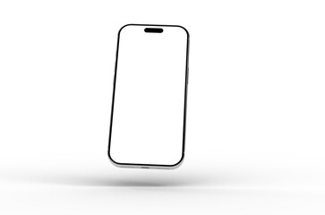 Clean, minimalist mockup of a modern smartphone with a blank screen, perfect for app presentations and website designs. Isolated on white background.