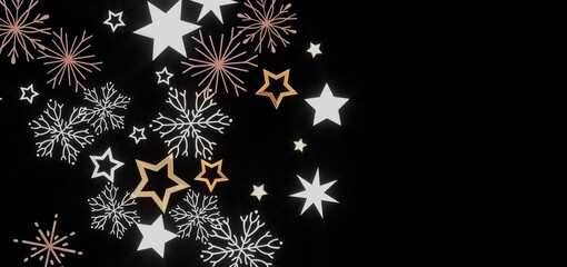 Winter holiday background with stars and snowflakes. Perfect for cards, banners, and websites.