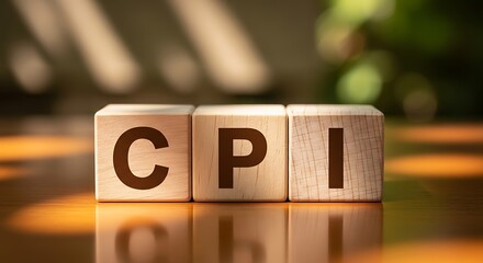 Wooden blocks spelling out cpi, representing consumer price index, a key economic indicator