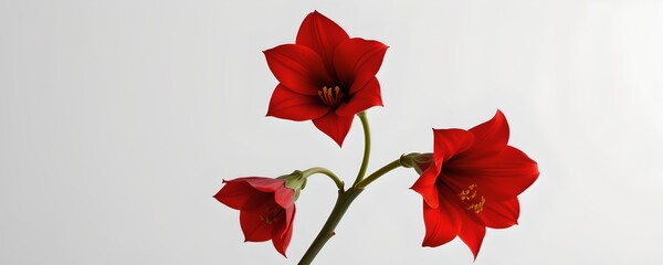 Red Flowers Against White Background