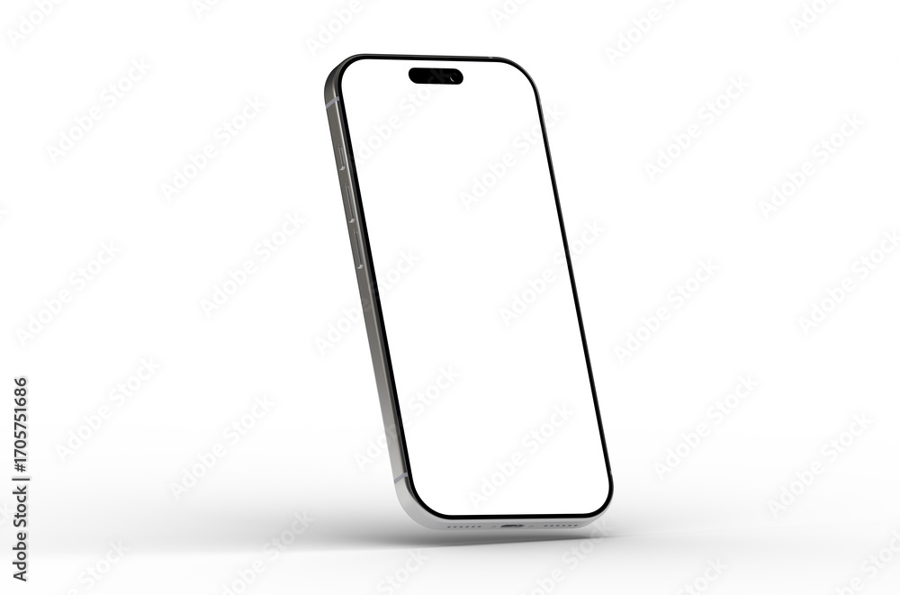 Poster high-quality image of a modern smartphone with a blank screen, perfect for app presentations or webs
