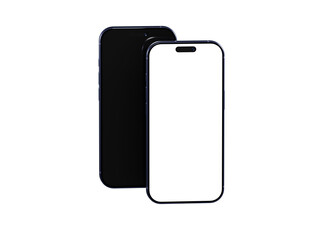 High-quality mockup of two smartphones, one with a black screen and one with a white screen. Perfect for app presentations.