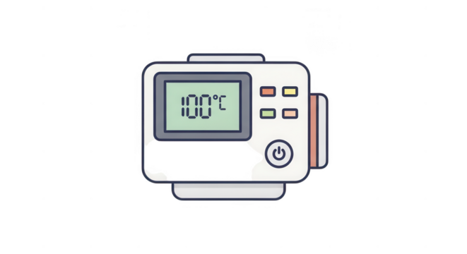 Digital thermometer showing hundred degrees isolated on transparent background