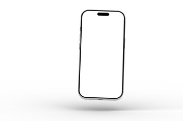 High-quality 3D render of a modern smartphone with a blank screen, perfect for app presentations and website designs.  Clean and minimalist.