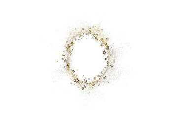 Obraz premium Sparkling gold stars and glitter create a beautiful oval frame, perfect for holidays, celebrations, or elegant designs. Add your text or image!