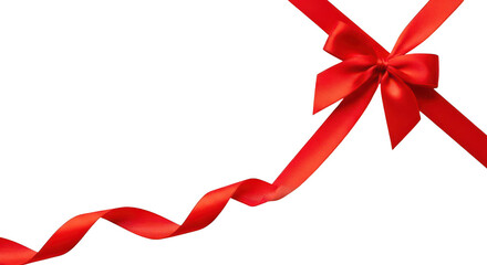 Red ribbon bow decoration for gift isolated on transparent background