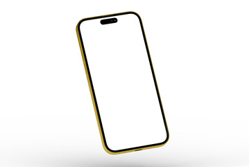 High-quality image of a gold smartphone with a blank screen, perfect for app presentations or website mockups.