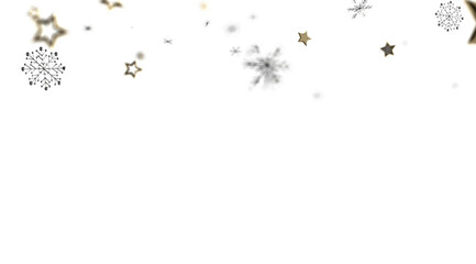 Festive winter background with gold stars and snowflakes. Perfect for holidays.