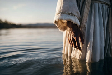 Conceptual image portraying tranquility, serenity, and spiritual immersion within nature