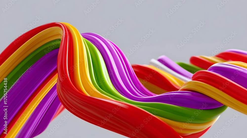 Aufkleber a captivating abstract sculpture composed of fluid, rainbow-hued shapes that twist and curve, creati