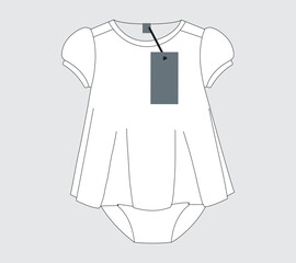 Baby girls dress design technical drawing vector illustration template 