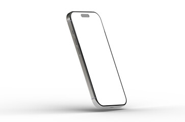 High-quality image of a silver smartphone with a blank screen, perfect for app presentations and website designs.