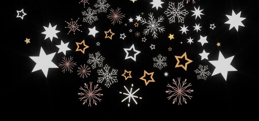 Beautiful winter background with stars and snowflakes. Perfect for Christmas, New Year, and winter holidays.