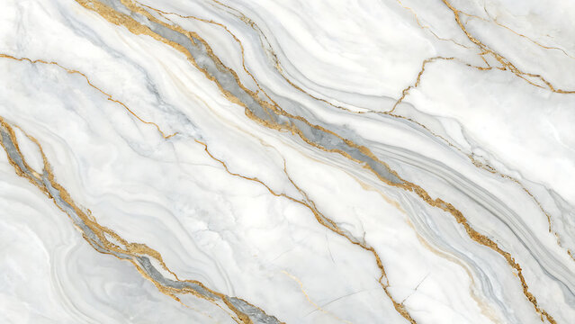 Elegant white marble texture with gold veins - Powered by Adobe