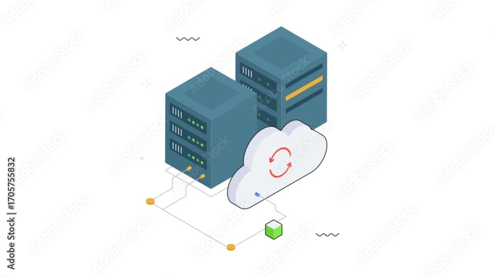 Poster cloud uptime isometric animation mp4 file