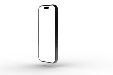 High-quality image of a black smartphone mockup with a blank screen, perfect for app presentations or website designs.