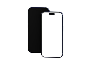 High-quality photo of two smartphones with blank screens, perfect for app presentations or website mockups.