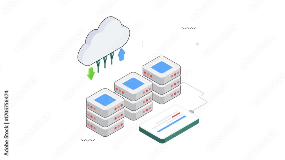 Poster cloud analytics isometric animation mp4 file