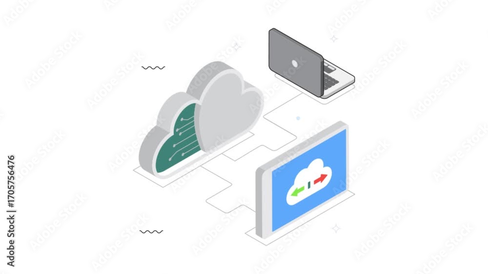 Poster cloud analytics isometric animation mp4 file