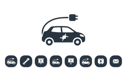 Electric car charging icon isolated on transparent background