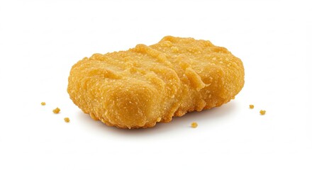 Crispy Golden Chicken Nugget on White Background