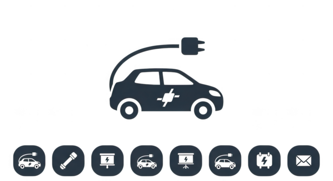 Electric car charging icon isolated on transparent background