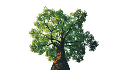 Majestic Oak Tree Viewed from Below, Lush Green Canopy