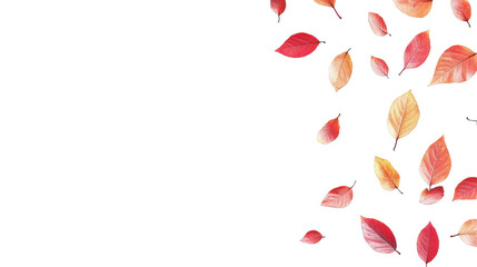 Beautiful Falling Autumn Leaves in Shades of Red, Orange, and Yellow Isolated on Black Background for Seasonal Design and Decoration Projects