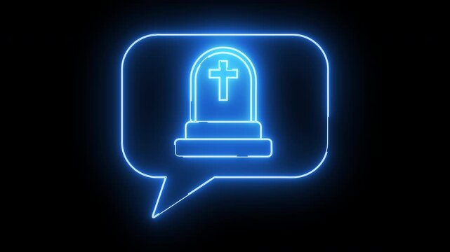 pop up chat icon and tombstone icon with neon effect
