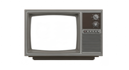 Old vintage television isolated on transparent background in studio shot