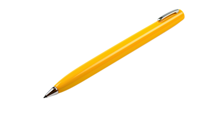 Yellow pen stationery writing instrument isolated on white background
