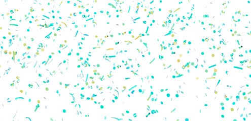 Festive confetti background with teal and gold elements, perfect for celebrations and party designs.