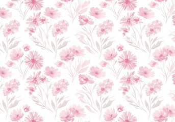 Floral pattern with pink flowers on a white background  