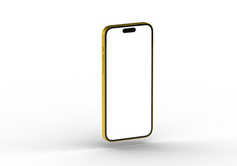 High-quality image of a gold smartphone with a blank screen, perfect for app presentations or website mockups. Download now!