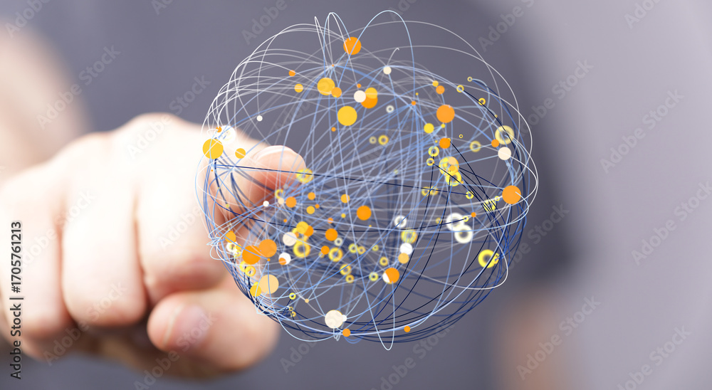 Aufkleber abstract image depicting a global network, connections, and data visualization. ideal for technology